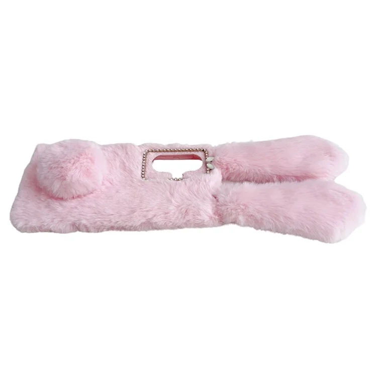For OnePlus Nord CE3 5G Case Flexible TPU Bunny Ears Furry Hairball Phone Cover - Pink