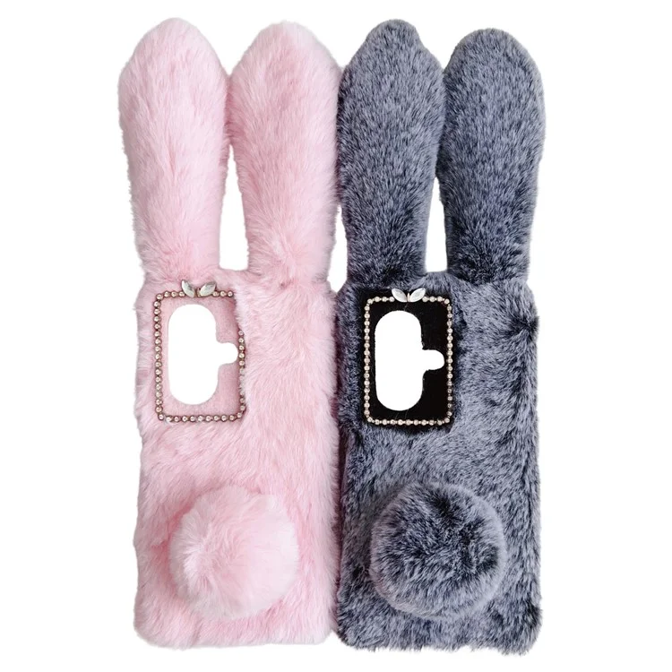 For OnePlus Nord CE3 5G Case Flexible TPU Bunny Ears Furry Hairball Phone Cover - Pink