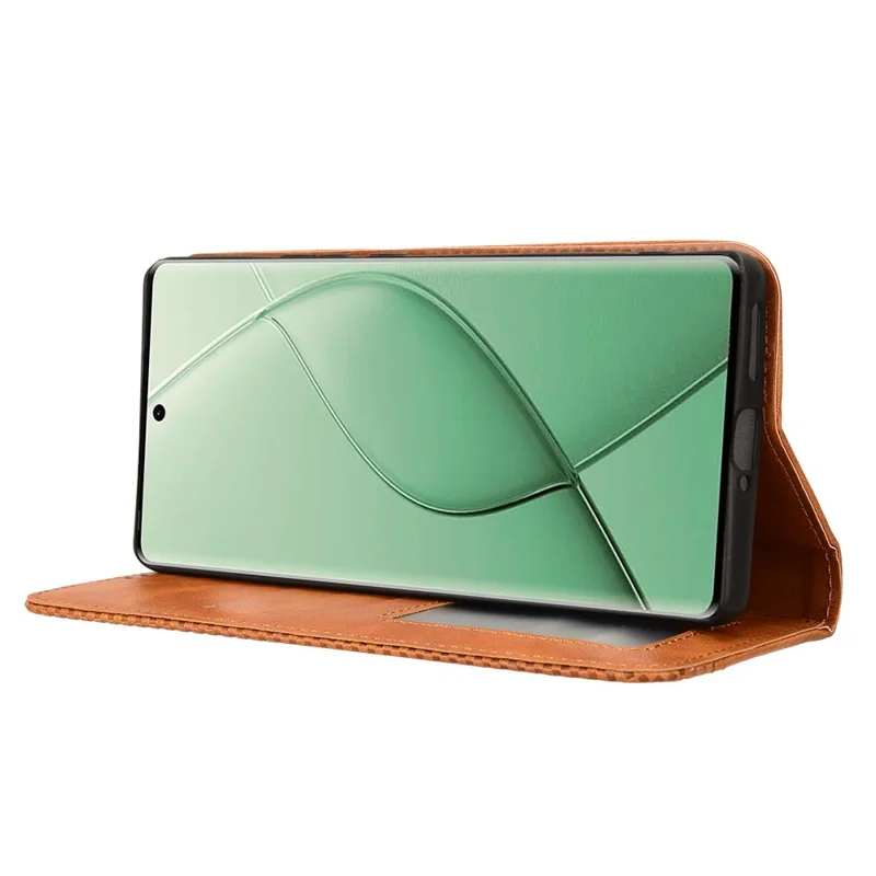 For TECNO Spark 20 Pro+ KJ7 Case Leather Magnetic Closure Wallet Flip Phone Cover - Brown