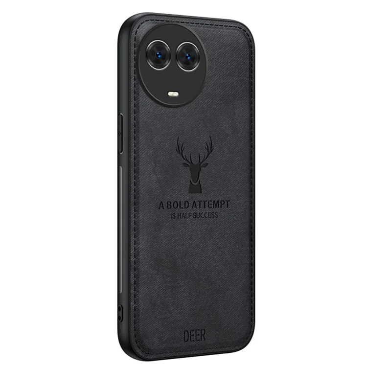 Para Realme C67 5G Case PU Leather+PC+TPU Phone Cover com Padrão de Veado - Preto