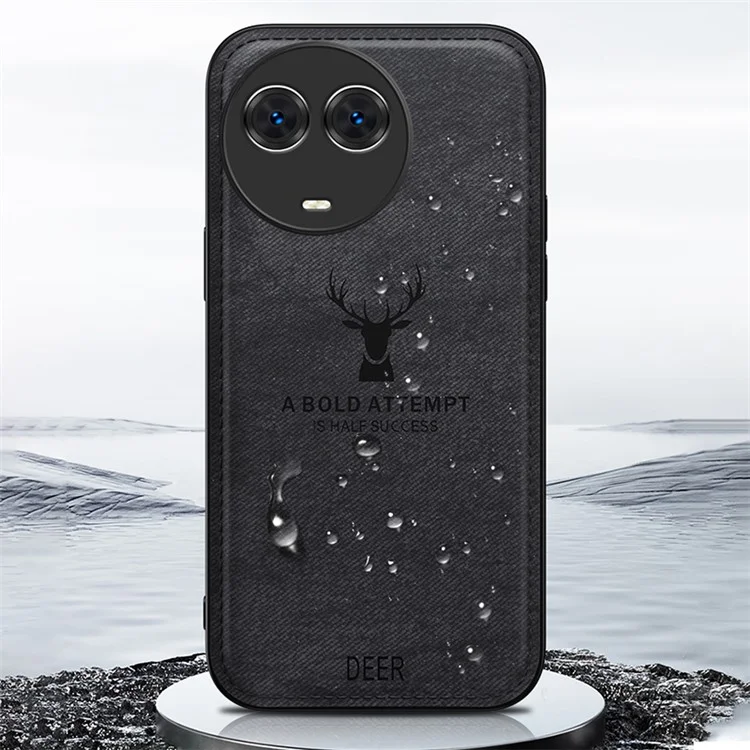 Para Realme C67 5G Case PU Leather+PC+TPU Phone Cover com Padrão de Veado - Preto