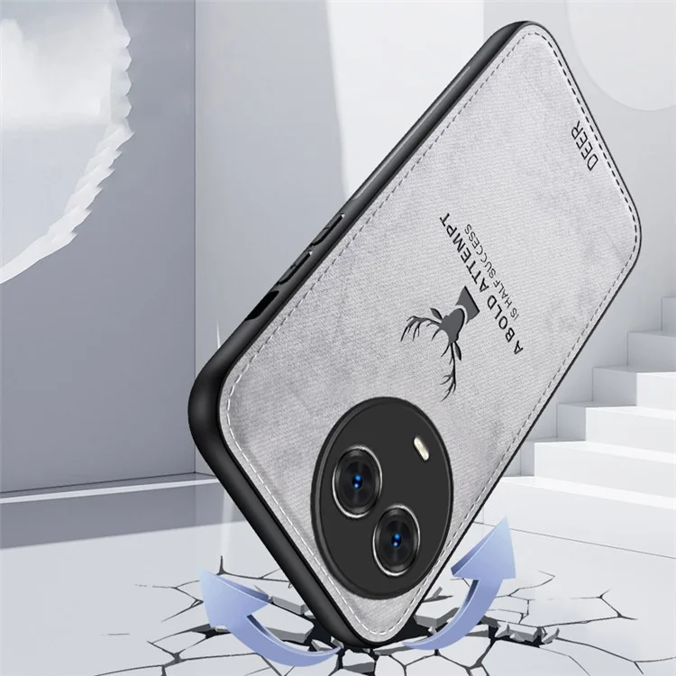 Para Realme C67 5G Case PU Leather+PC+TPU Phone Cover com Padrão de Veado - Preto