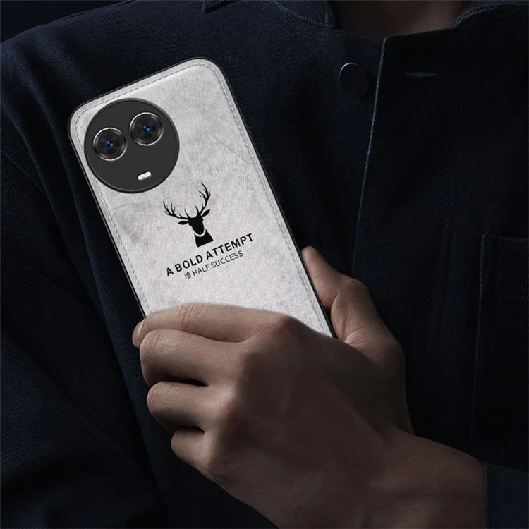 Para Realme C67 5G Case PU Leather+PC+TPU Phone Cover com Padrão de Veado - Preto