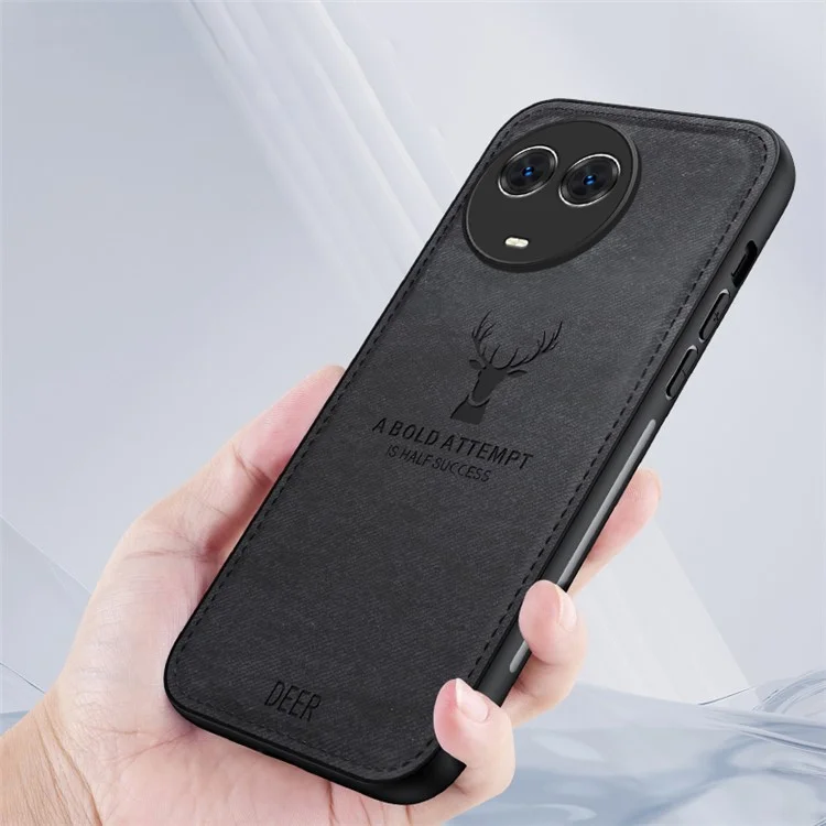 Para Realme C67 5G Case PU Leather+PC+TPU Phone Cover com Padrão de Veado - Preto