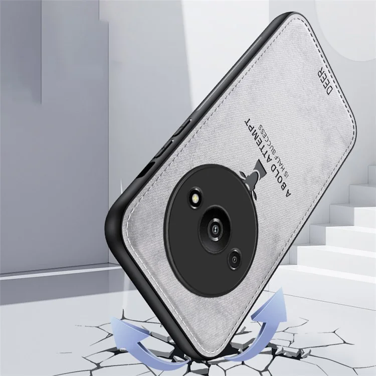 Für Xiaomi Redmi A3 4G / Poco C61 4G-Hülle Hirschmuster PU-Leder beschichtete PC+TPU-Handyhülle - Schwarz