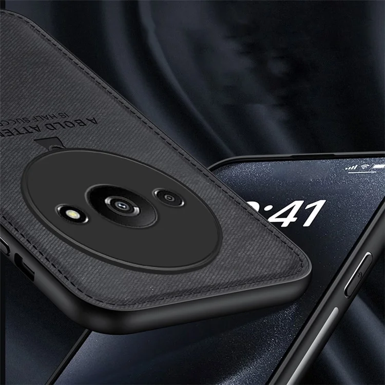 Für Xiaomi Redmi A3 4G / Poco C61 4G-Hülle Hirschmuster PU-Leder beschichtete PC+TPU-Handyhülle - Schwarz