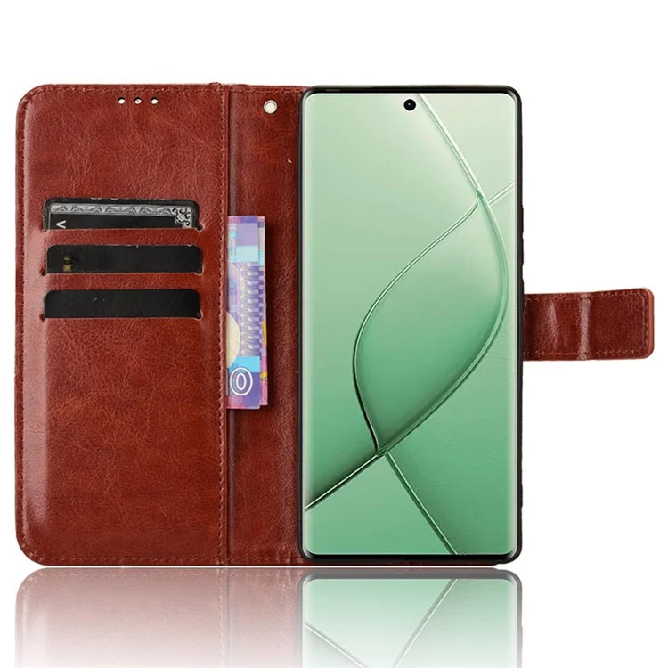 Para TECNO Spark 20 Pro+ / Funda KJ7 de piel de caballo loco Soporte Funda de teléfono de cuero - Marrón