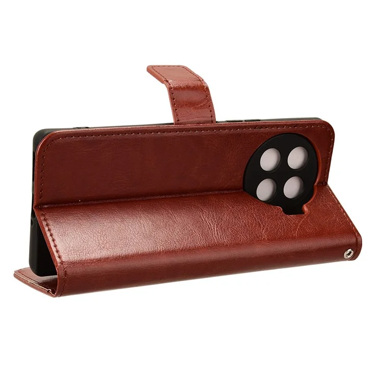 Para TECNO Spark 20 Pro+ / Funda KJ7 de piel de caballo loco Soporte Funda de teléfono de cuero - Marrón