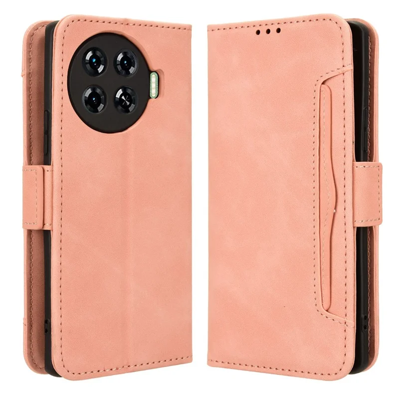 For TECNO Spark 20 Pro+ KJ7 Case Multiple Card Slots PU Leather Stand Phone Cover - Pink