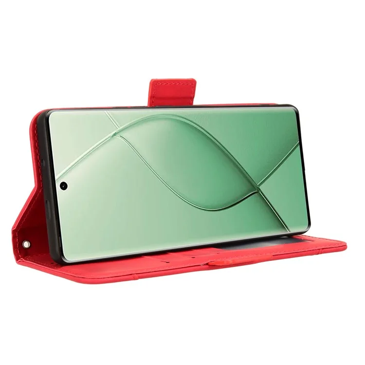 For TECNO Spark 20 Pro+ KJ7 Case Multiple Card Slots PU Leather Stand Phone Cover - Red