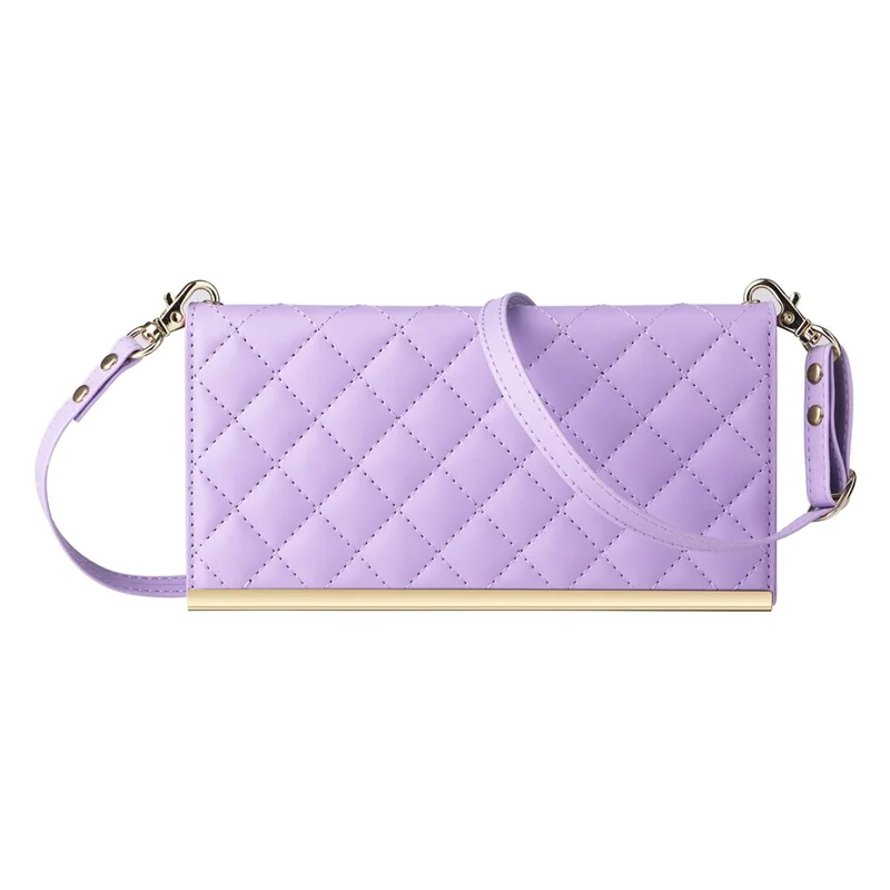 For Samsung Galaxy S24 Ultra Suction Cup PU Leather Phone Case Stand Wallet Phone Cover Shoulder Bag - Purple