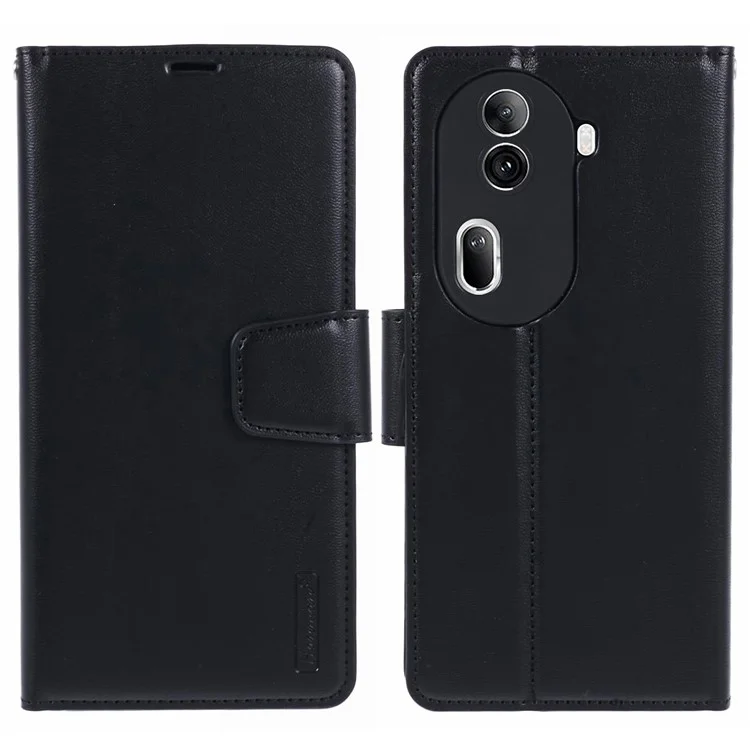HANMAN Mill Series per Oppo Reno11 Pro 5G (Global) Custodia in pelle PU Supporto pieghevole Cover per telefono - Nero
