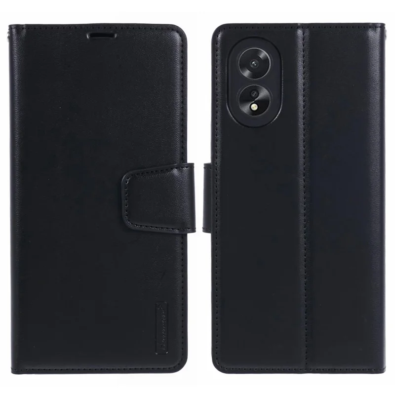 HANMAN Mill Series For Oppo A38 4G / A18 4G Phone Cover PU Leather Wallet Anti-drop Shell - Black