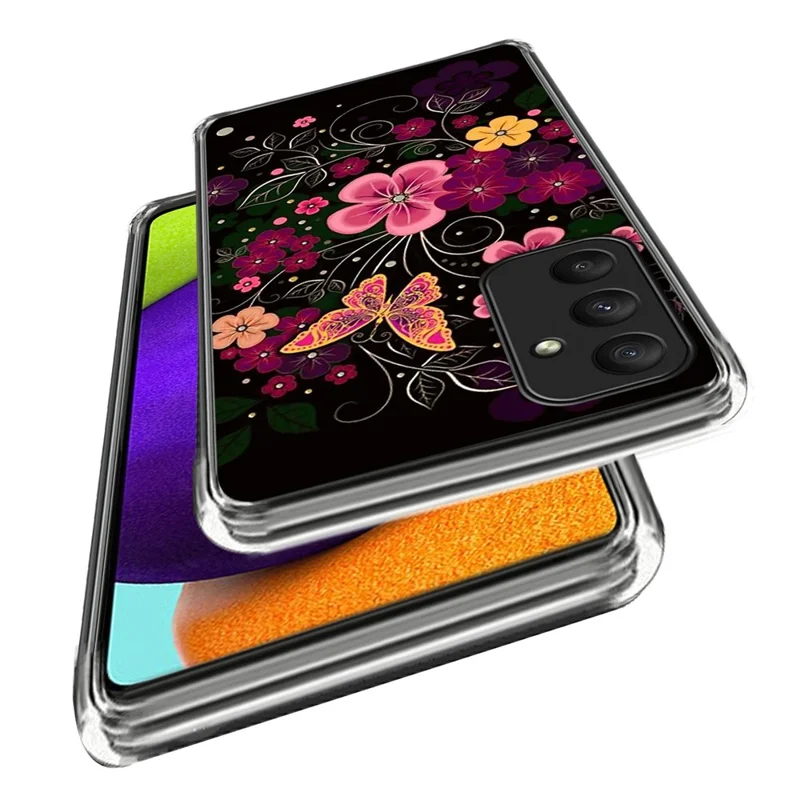 For Samsung Galaxy A35 5G Case Pattern TPU Slim Shockproof Phone Cover - Flower and Butterfly
