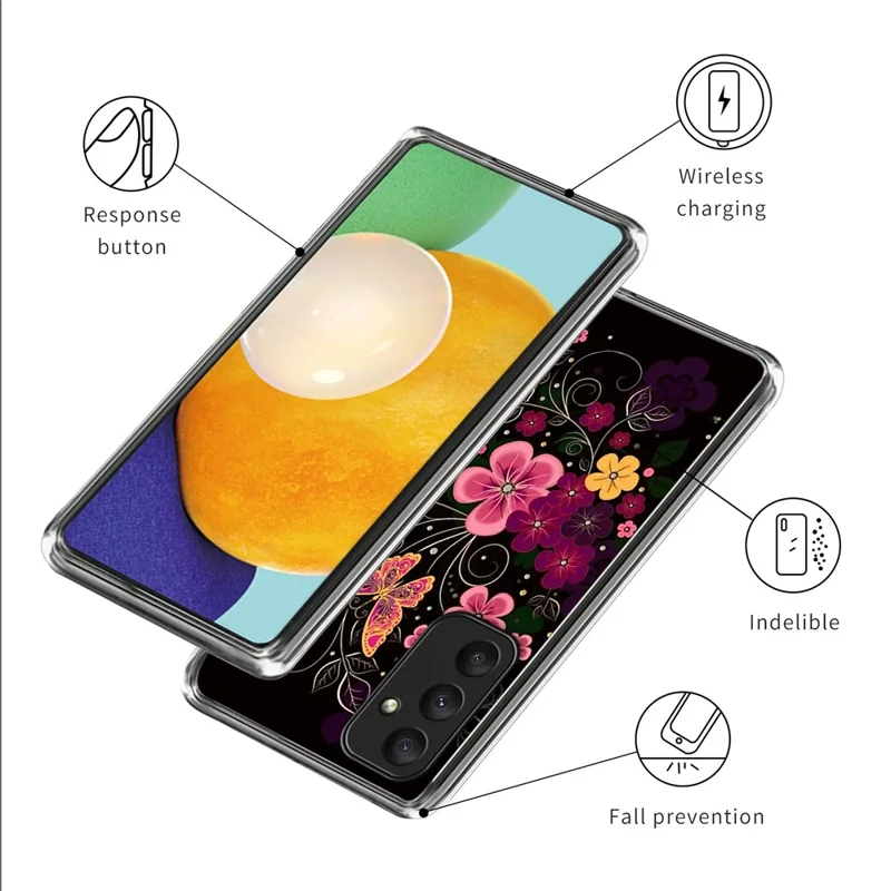 For Samsung Galaxy A35 5G Case Pattern TPU Slim Shockproof Phone Cover - Flower and Butterfly