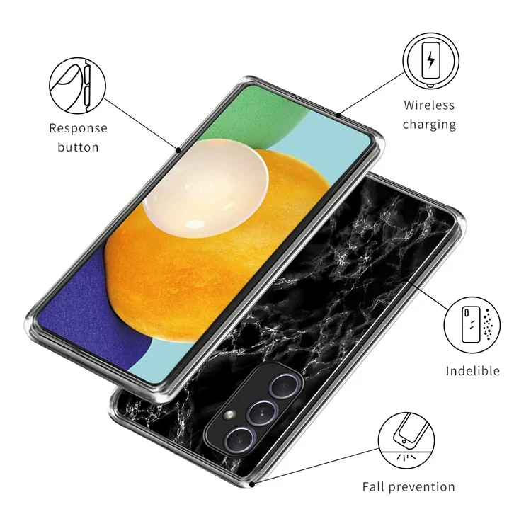 For Samsung Galaxy A54 5G Case Pattern Printed Soft Slim Shockproof TPU Phone Cover - Marble Texture