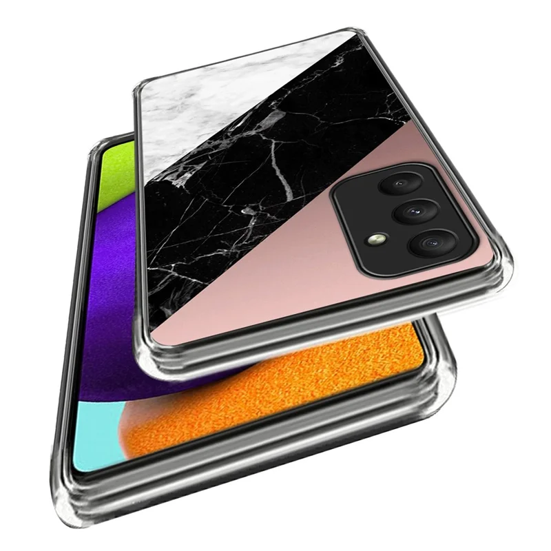 For Samsung Galaxy A55 5G Case TPU Protective Pattern Design Flexible Phone Cover - Three-Color Marble Texture