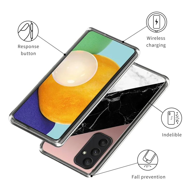 For Samsung Galaxy A55 5G Case TPU Protective Pattern Design Flexible Phone Cover - Three-Color Marble Texture