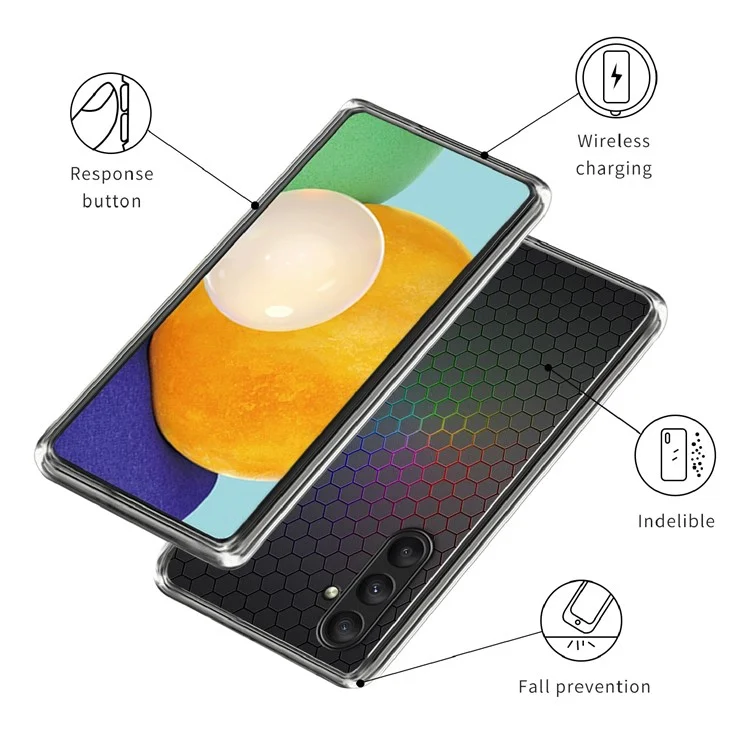 Für Samsung Galaxy S23 FE Case Soft TPU Anti-Scratch Phone Cover Pattern Printed - Farbiges Wabendesign