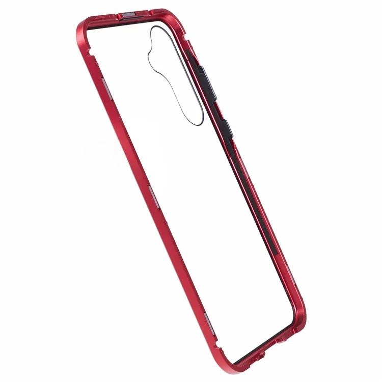 For Samsung Galaxy A55 5G Clear Case Magnetic Adsorption Shockproof Phone Cover - Red