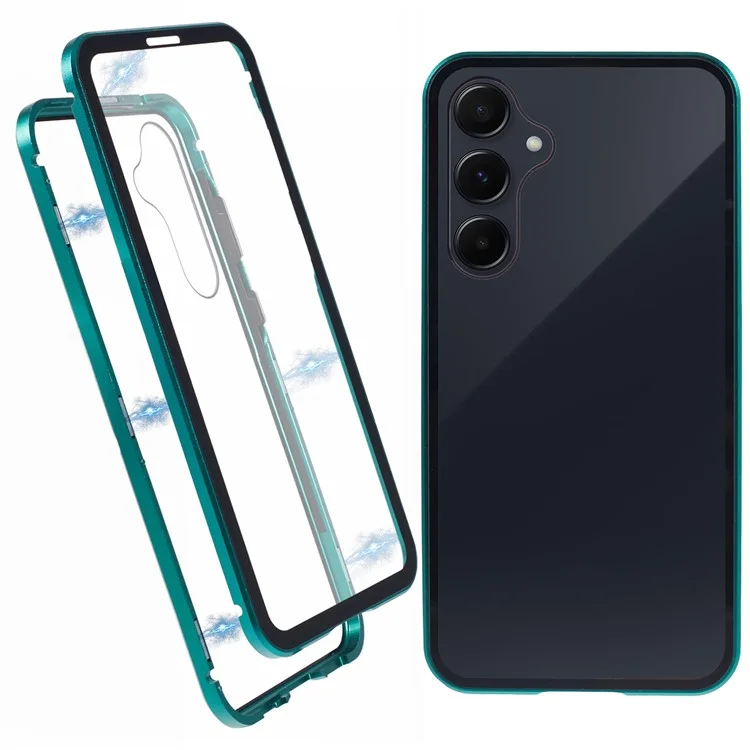 For Samsung Galaxy A55 5G Clear Case Magnetic Adsorption Shockproof Phone Cover - Green