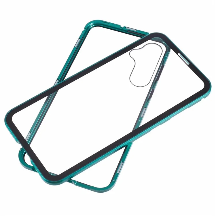 For Samsung Galaxy A55 5G Clear Case Magnetic Adsorption Shockproof Phone Cover - Green