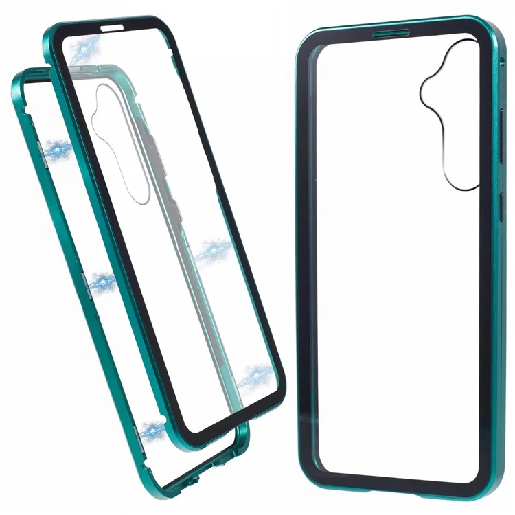 For Samsung Galaxy A55 5G Clear Case Magnetic Adsorption Shockproof Phone Cover - Green