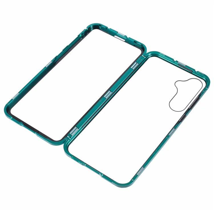For Samsung Galaxy A55 5G Clear Case Magnetic Adsorption Shockproof Phone Cover - Green