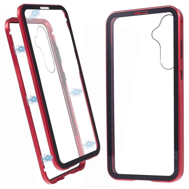 Per Samsung Galaxy A35 5G Case Protezione magnetica completa Custodia telefonica trasparente - Rosso