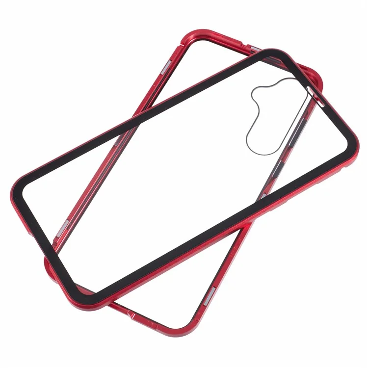 Per Samsung Galaxy A35 5G Case Protezione magnetica completa Custodia telefonica trasparente - Rosso