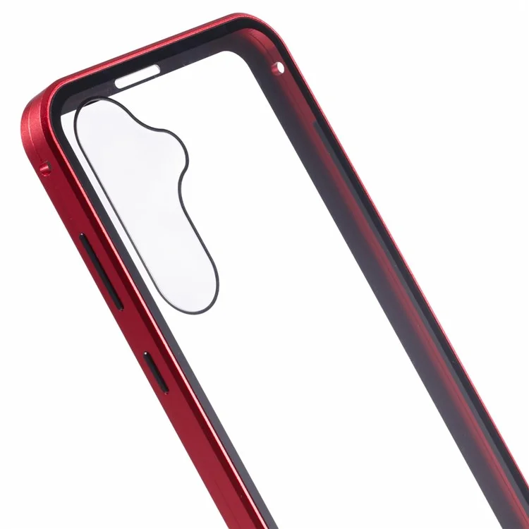 Per Samsung Galaxy A35 5G Case Protezione magnetica completa Custodia telefonica trasparente - Rosso