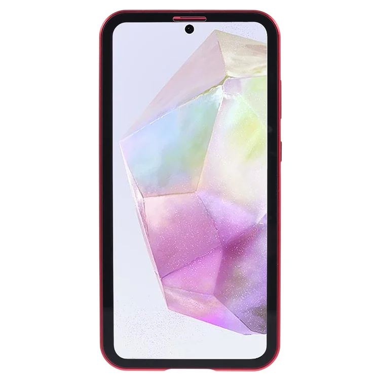 Per Samsung Galaxy A35 5G Case Protezione magnetica completa Custodia telefonica trasparente - Rosso