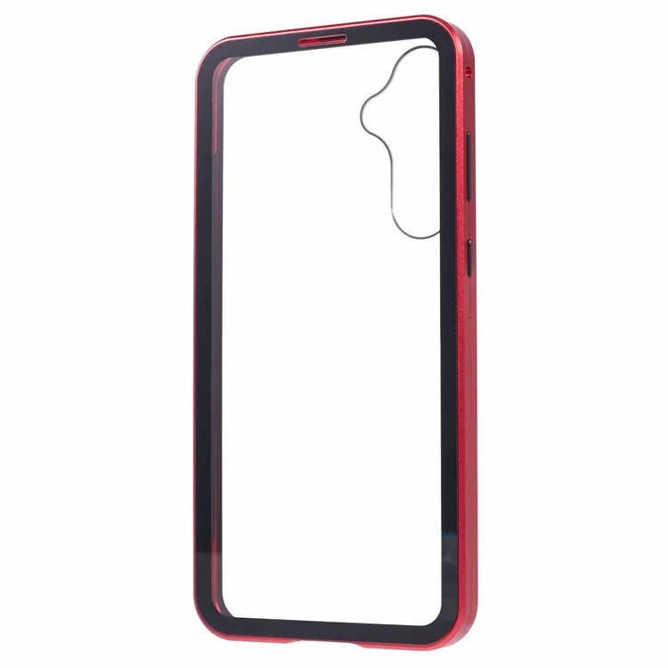 Per Samsung Galaxy A35 5G Case Protezione magnetica completa Custodia telefonica trasparente - Rosso
