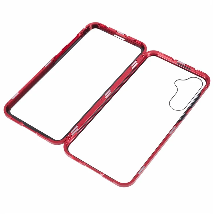 Per Samsung Galaxy A35 5G Case Protezione magnetica completa Custodia telefonica trasparente - Rosso