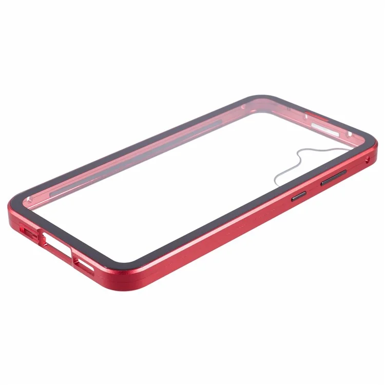 Per Samsung Galaxy A35 5G Case Protezione magnetica completa Custodia telefonica trasparente - Rosso