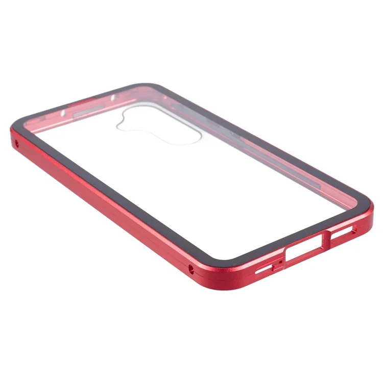 Per Samsung Galaxy A35 5G Case Protezione magnetica completa Custodia telefonica trasparente - Rosso