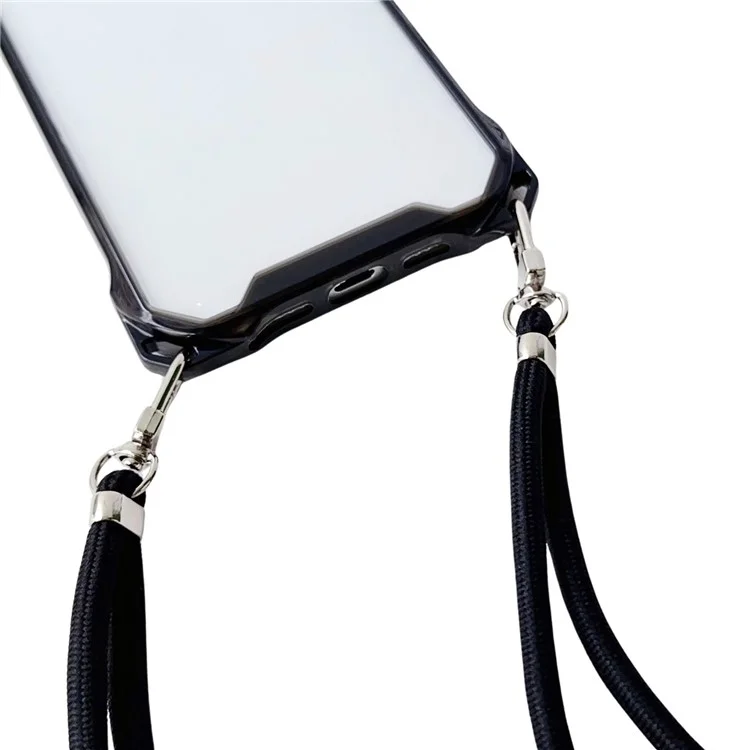 Für iPhone 15 Plus Case TPU Drop Protection Phone Cover mit dickem Schlüsselband - Schwarz