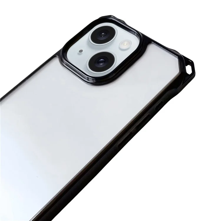 Für iPhone 15 Plus Case TPU Drop Protection Phone Cover mit dickem Schlüsselband - Schwarz