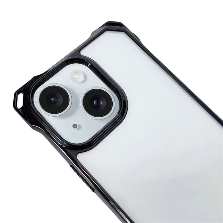 Für iPhone 15 Plus Case TPU Drop Protection Phone Cover mit dickem Schlüsselband - Schwarz