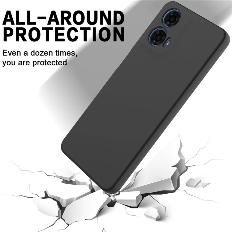 For Motorola Moto G24 Power Liquid Silicone Cell Phone Case Soft Lining Anti-scratch Back Cover - Black