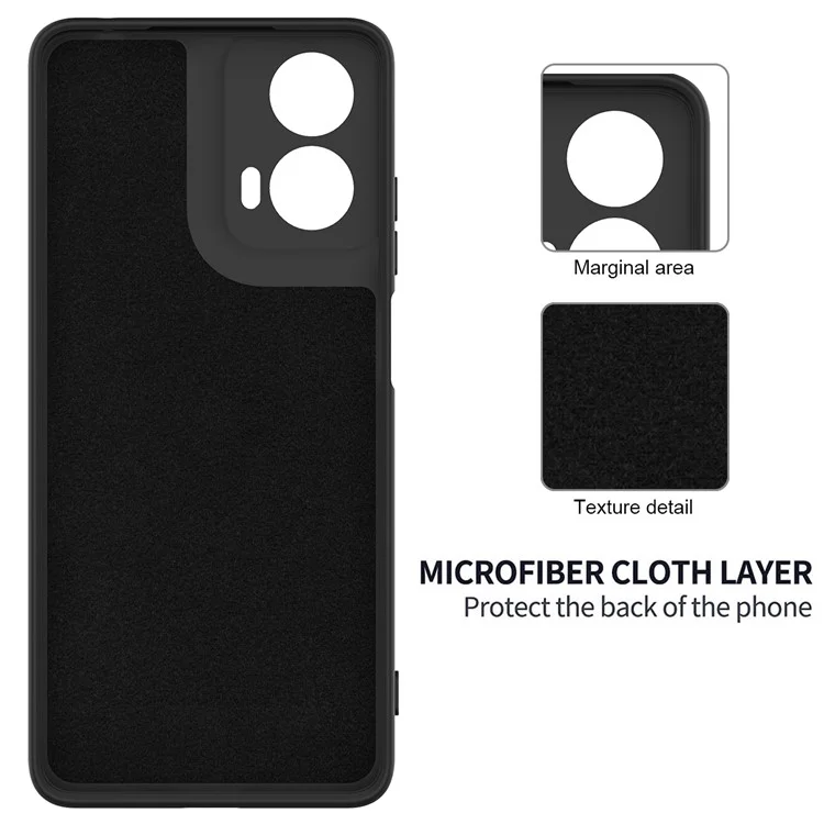 For Motorola Moto G24 Power Liquid Silicone Cell Phone Case Soft Lining Anti-scratch Back Cover - Black