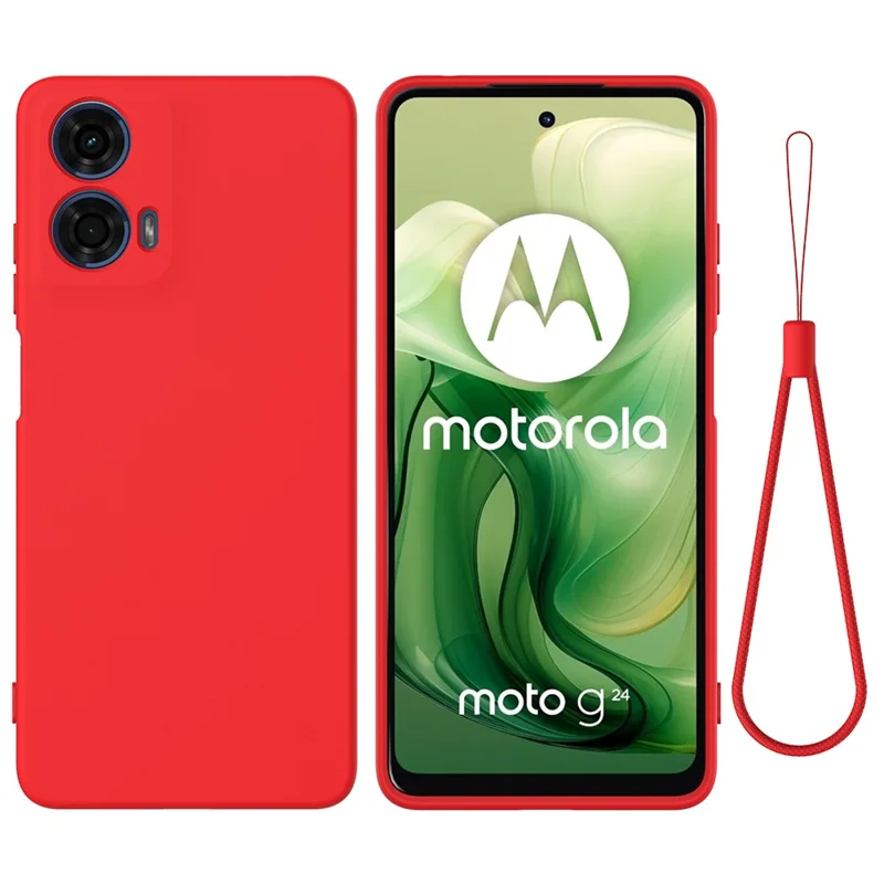 For Motorola Moto G24 Power Liquid Silicone Cell Phone Case Soft Lining Anti-scratch Back Cover - Red