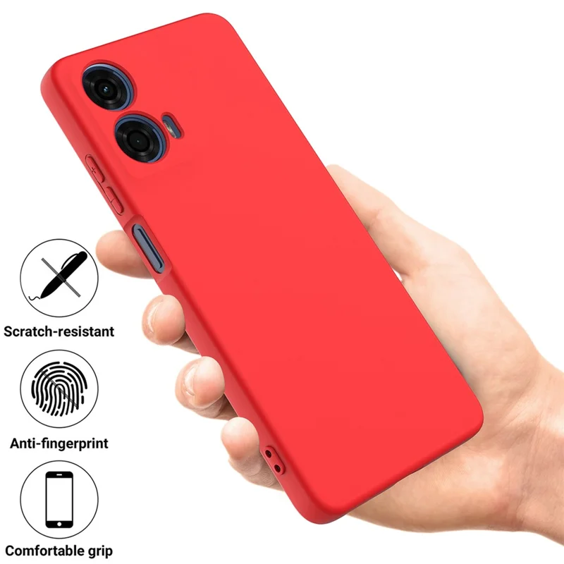For Motorola Moto G24 Power Liquid Silicone Cell Phone Case Soft Lining Anti-scratch Back Cover - Red