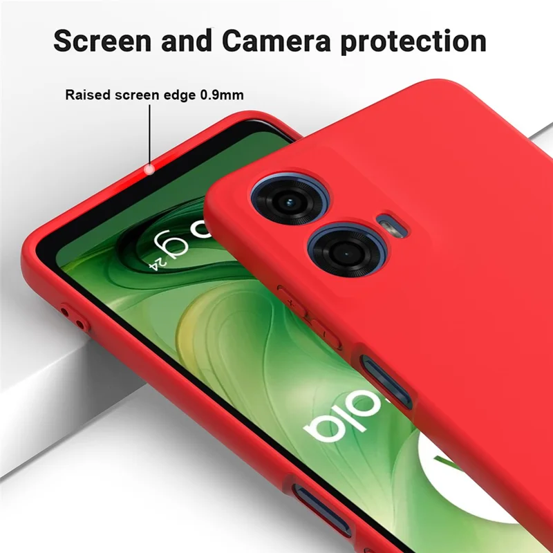 For Motorola Moto G24 Power Liquid Silicone Cell Phone Case Soft Lining Anti-scratch Back Cover - Red