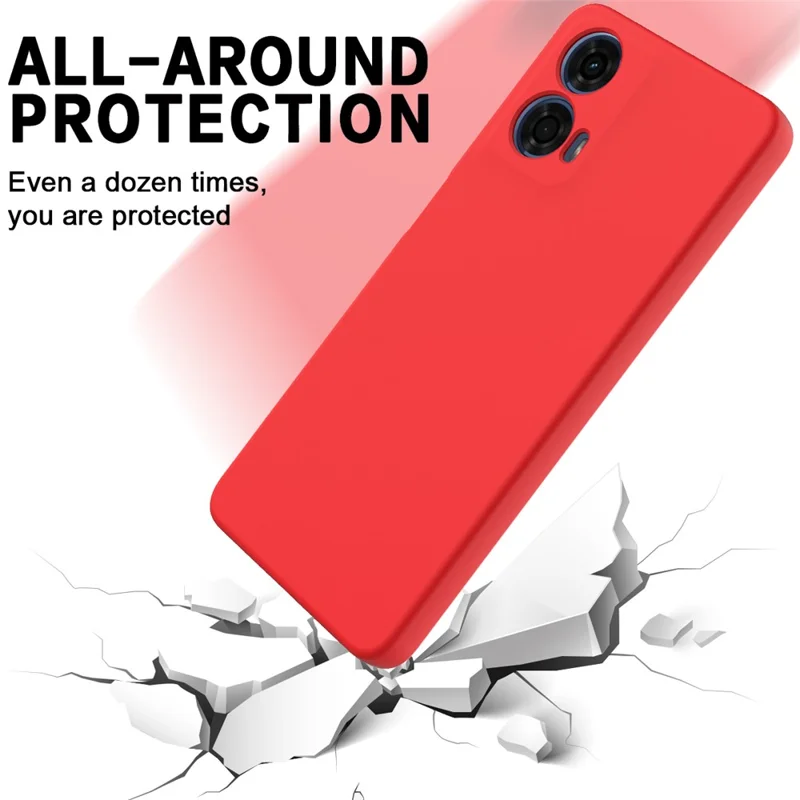 For Motorola Moto G24 Power Liquid Silicone Cell Phone Case Soft Lining Anti-scratch Back Cover - Red