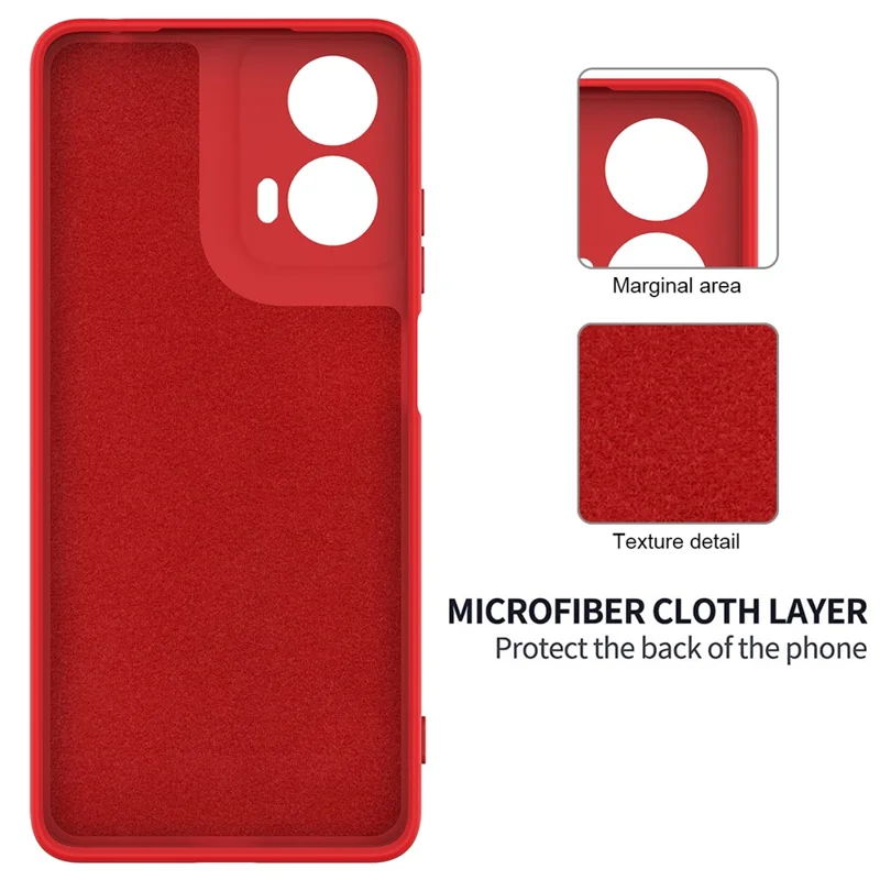 For Motorola Moto G24 Power Liquid Silicone Cell Phone Case Soft Lining Anti-scratch Back Cover - Red