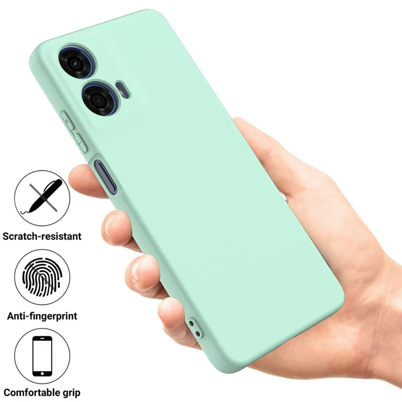 For Motorola Moto G24 Power Liquid Silicone Cell Phone Case Soft Lining Anti-scratch Back Cover - Green