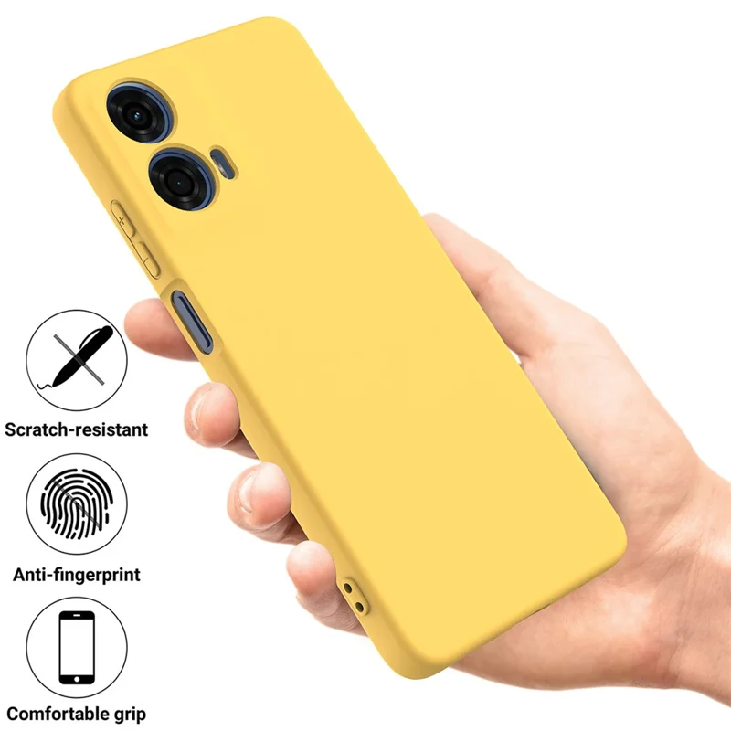 For Motorola Moto G24 Power Liquid Silicone Cell Phone Case Soft Lining Anti-scratch Back Cover - Yellow
