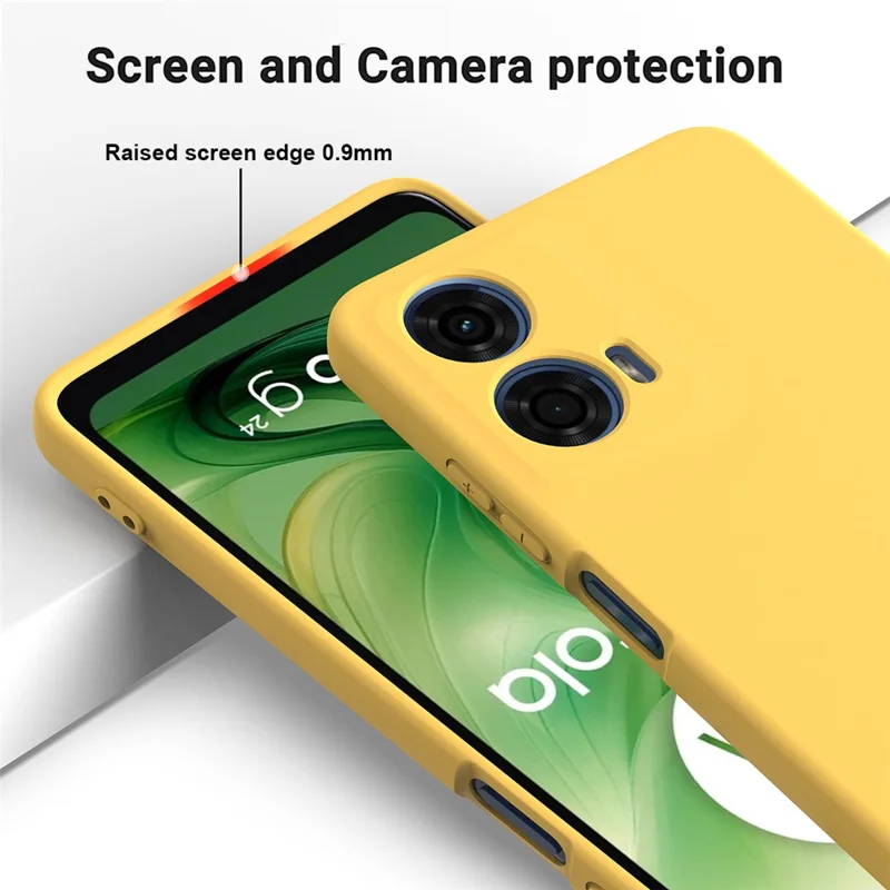 For Motorola Moto G24 Power Liquid Silicone Cell Phone Case Soft Lining Anti-scratch Back Cover - Yellow