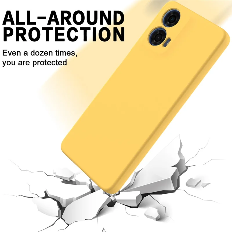For Motorola Moto G24 Power Liquid Silicone Cell Phone Case Soft Lining Anti-scratch Back Cover - Yellow